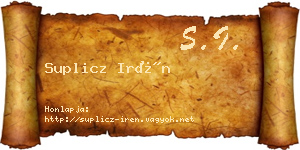 Suplicz Irén névjegykártya